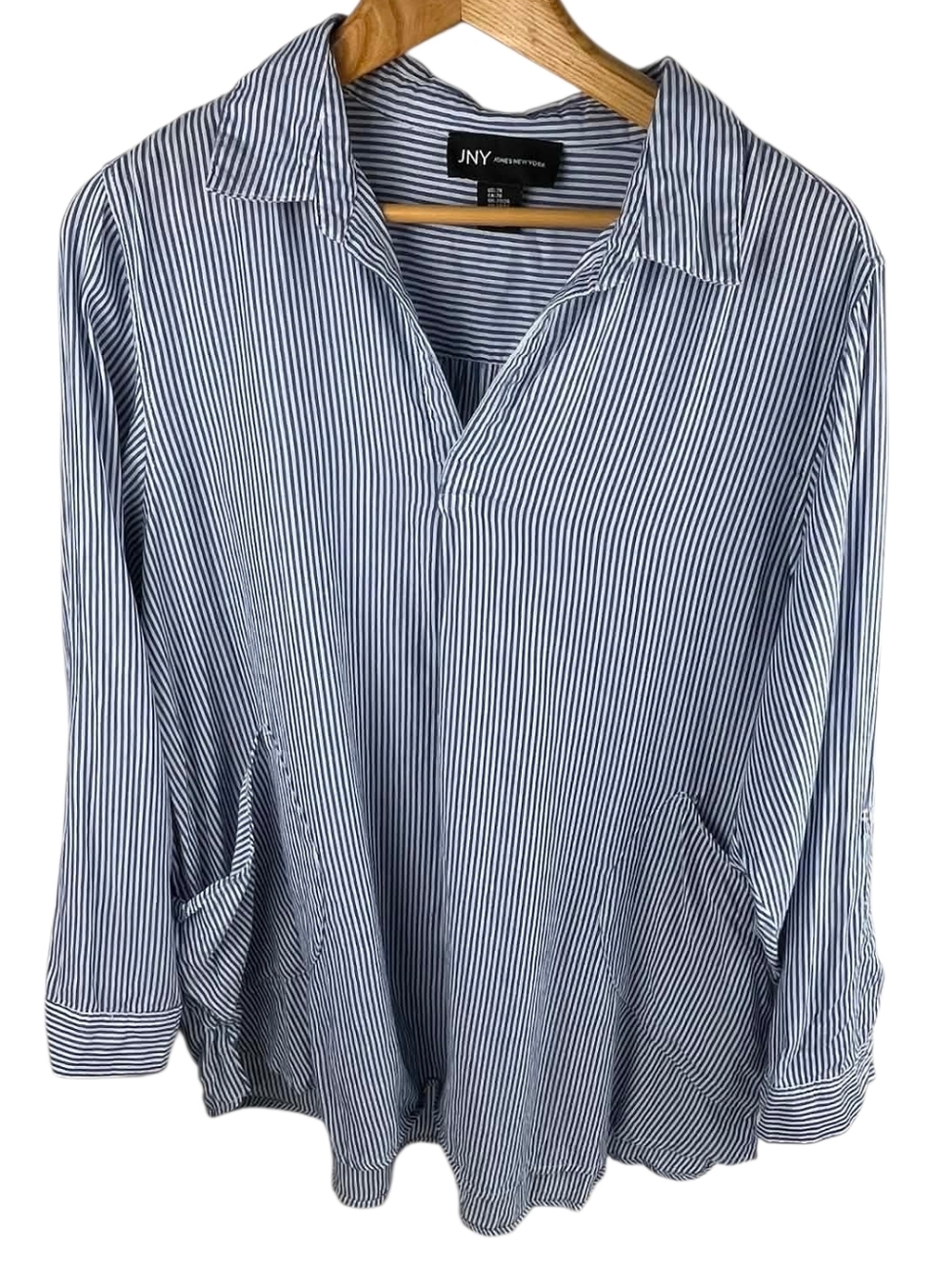 Jones New York Blue and White Striped Tunic Top